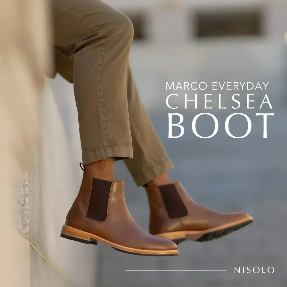 NISOLO MEN'S MARCO EVERYDAY CHELSEA BOOTS, BROWN, 9.5